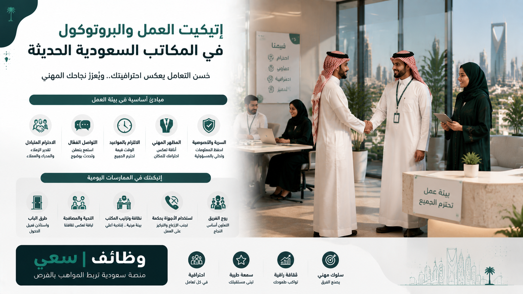إتيكيت العمل في السعودية: قواعد النجاح المهني
