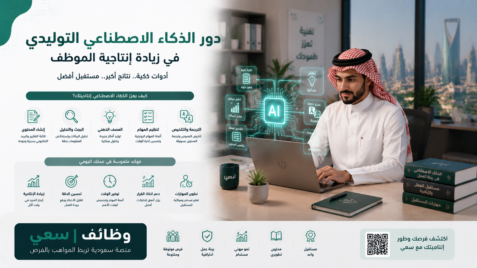  الذكاء الاصطناعي التوليدي وإنتاجية الموظف في السعودية