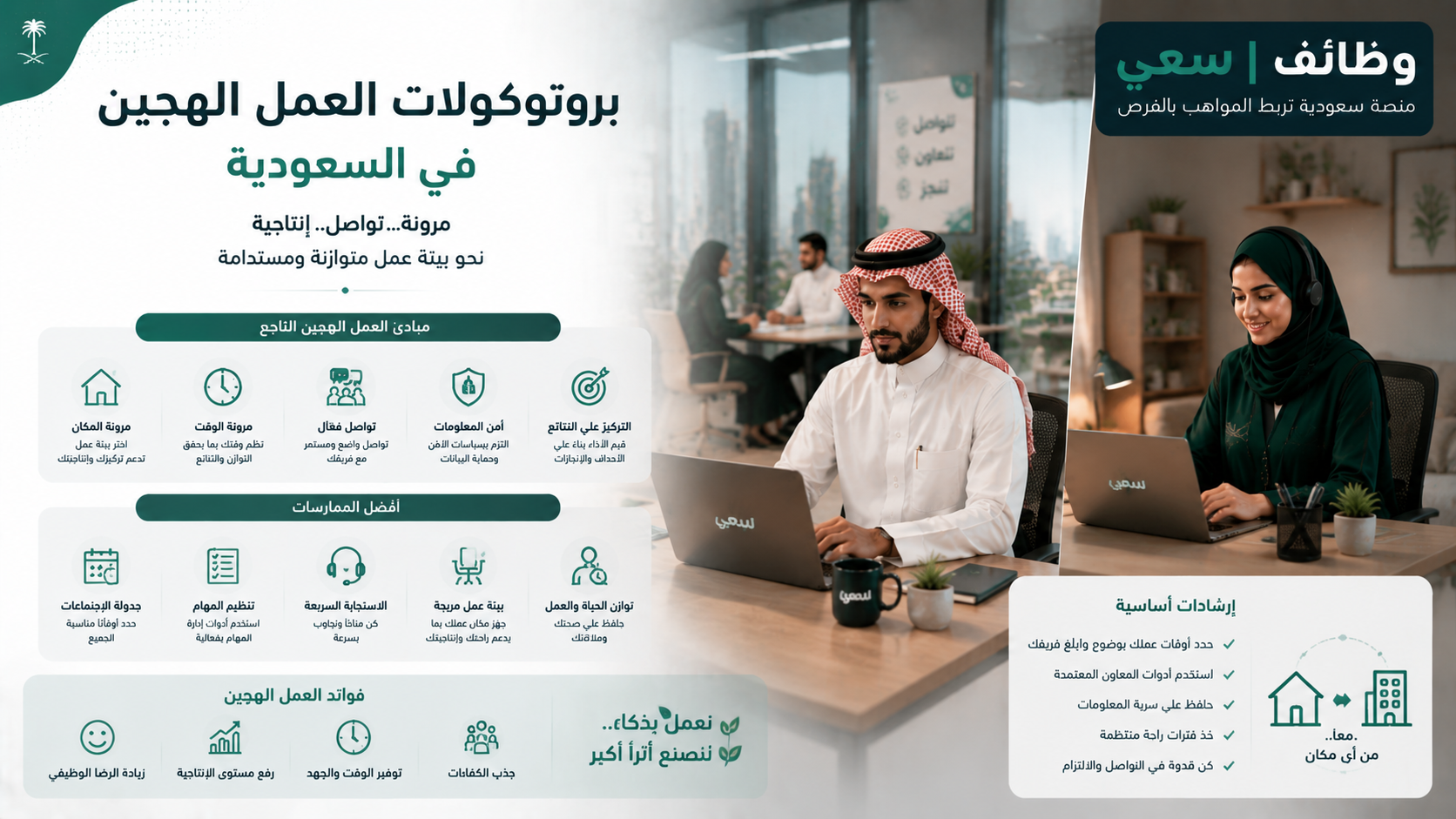 العمل الهجين في السعودية: النظام والمزايا