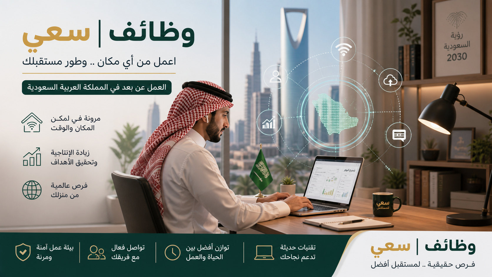  العمل عن بعد في السعودية: الفرص، الرواتب، وأهم الوظائف