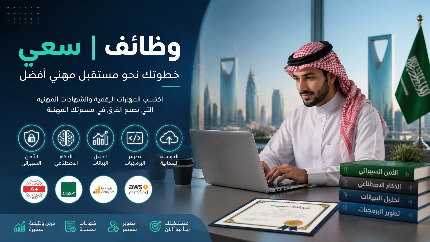  المهارات الرقمية والشهادات المهنية الأكثر طلباً في سوق العمل السعودي