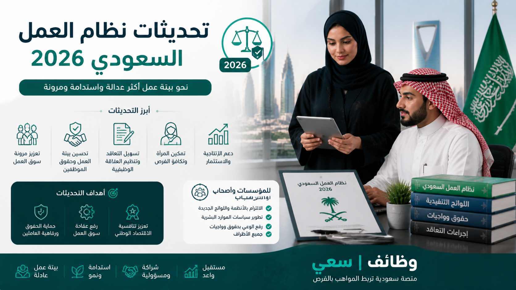  تحديثات نظام العمل السعودي 2026 – الحقوق، التغييرات، وأثرها في سوق العمل