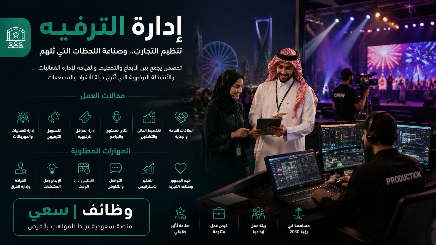  تخصص إدارة الترفيه في السعودية: الوظائف والفرص