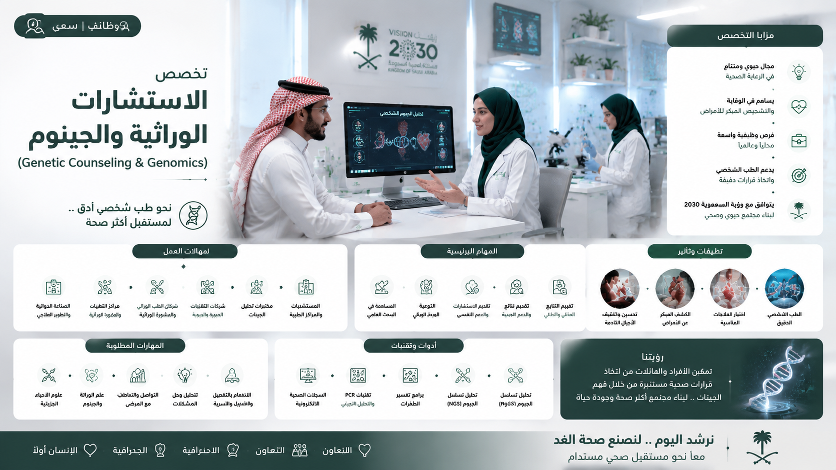  تخصص الاستشارات الوراثية والجينوم في السعودية