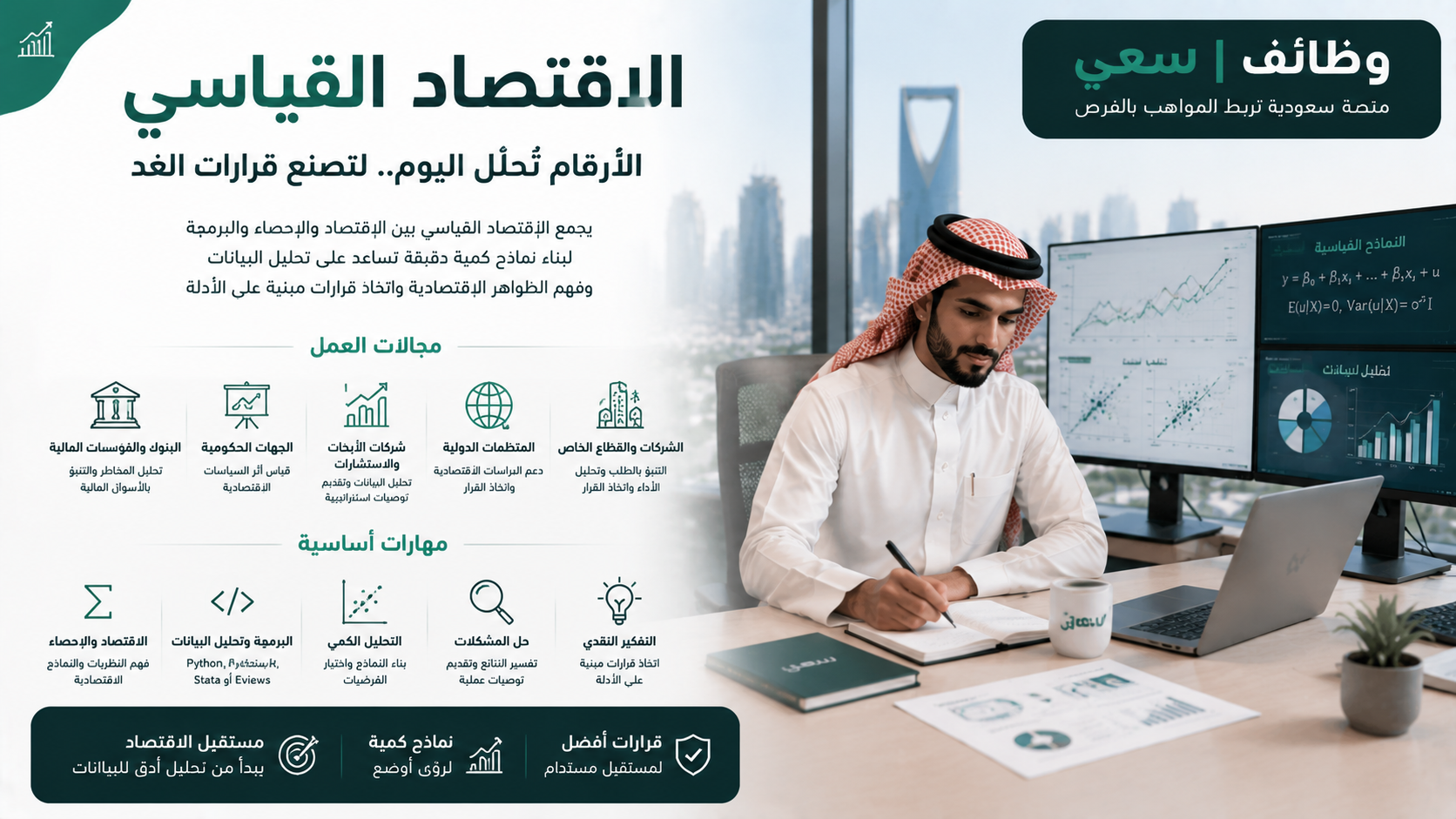  تخصص الاقتصاد القياسي في السعودية: الوظائف والرواتب
