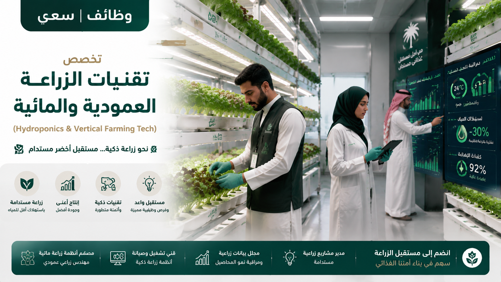 تخصص الزراعة العمودية والمائية في السعودية