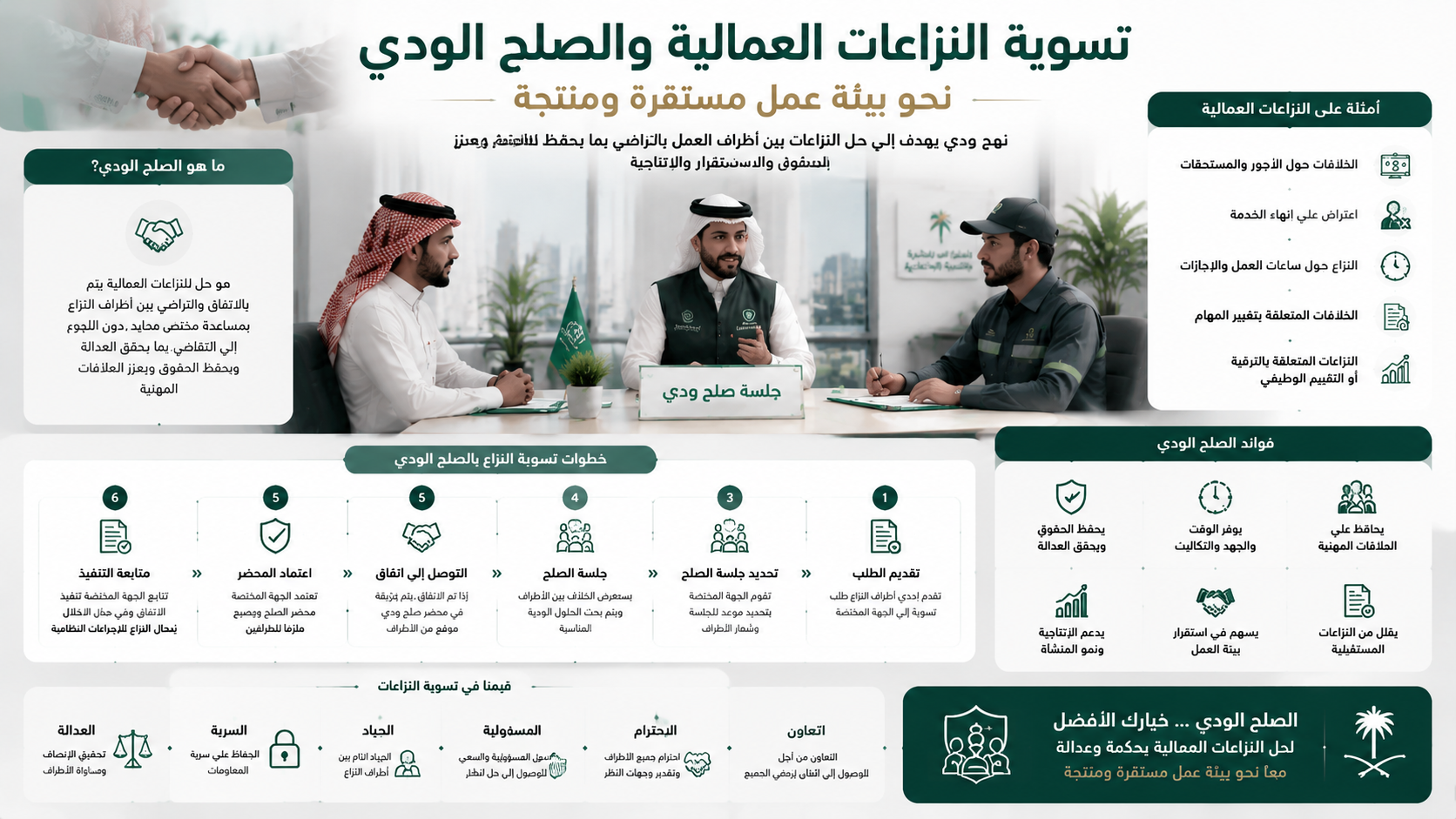 تسوية النزاعات العمالية والصلح الودي في السعودية