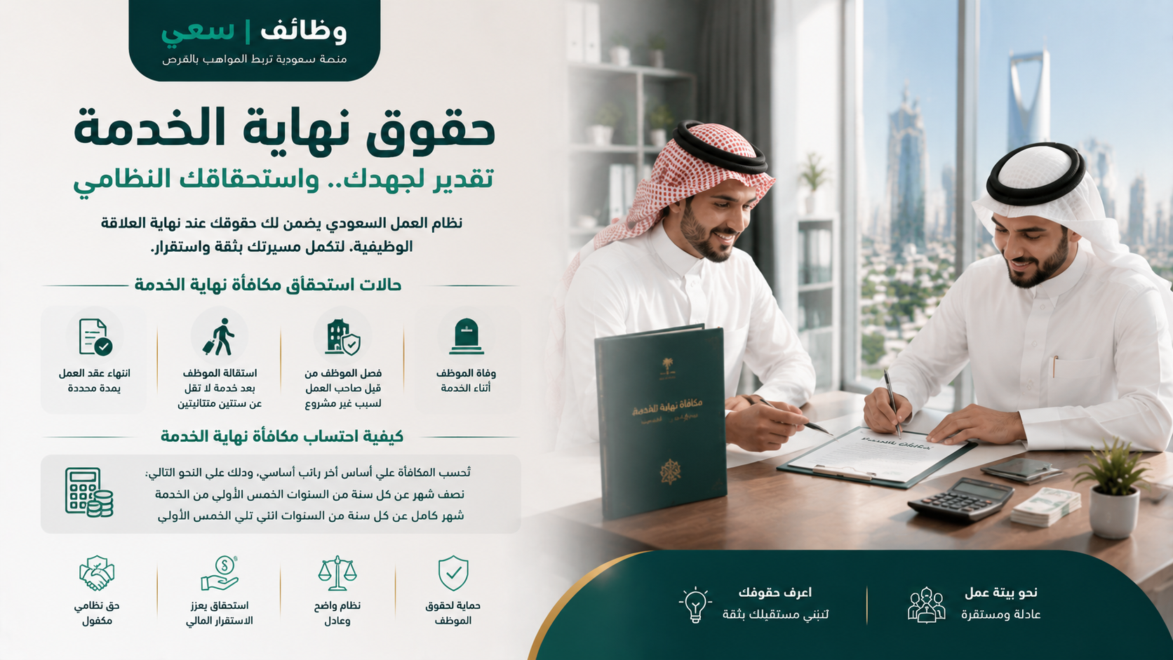  حقوق نهاية الخدمة في السعودية وحالات الاستحقاق