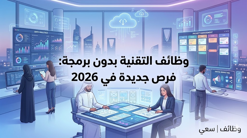 وظائف التقنية بدون برمجة في السعودية 2026: أفضل الفرص برواتب عالية